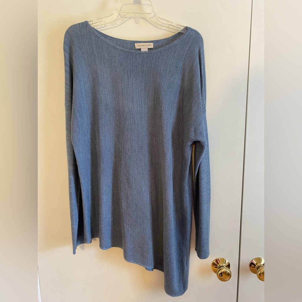 Christopher Banks Sweater Top Blue Asymmetrical XL